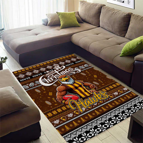 Hawks Football Xmas Area Rug Australia AFL Mascot