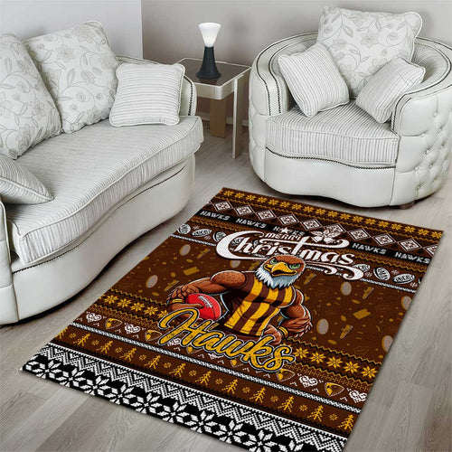 Hawks Football Xmas Area Rug Australia AFL Mascot