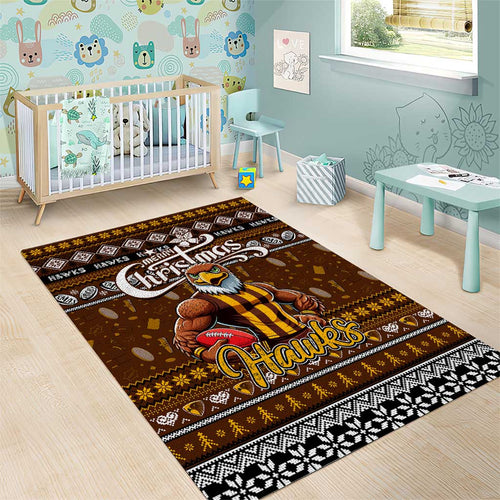 Hawks Football Xmas Area Rug Australia AFL Mascot