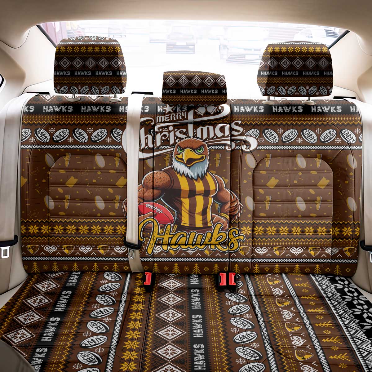 Hawks Football Xmas Back Car Seat Cover Australia AFL Mascot