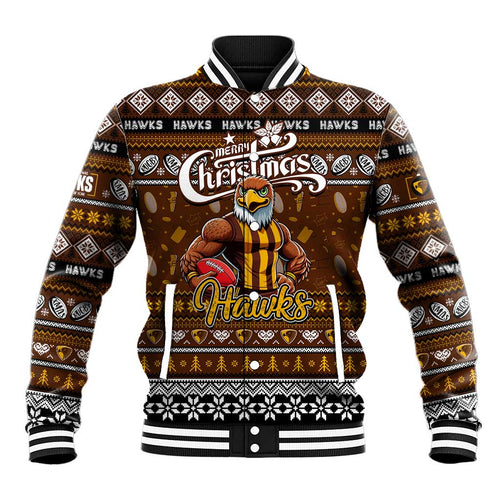 Personalized Hawks Rugby Xmas Baseball Jacket Australia AFL Mascot