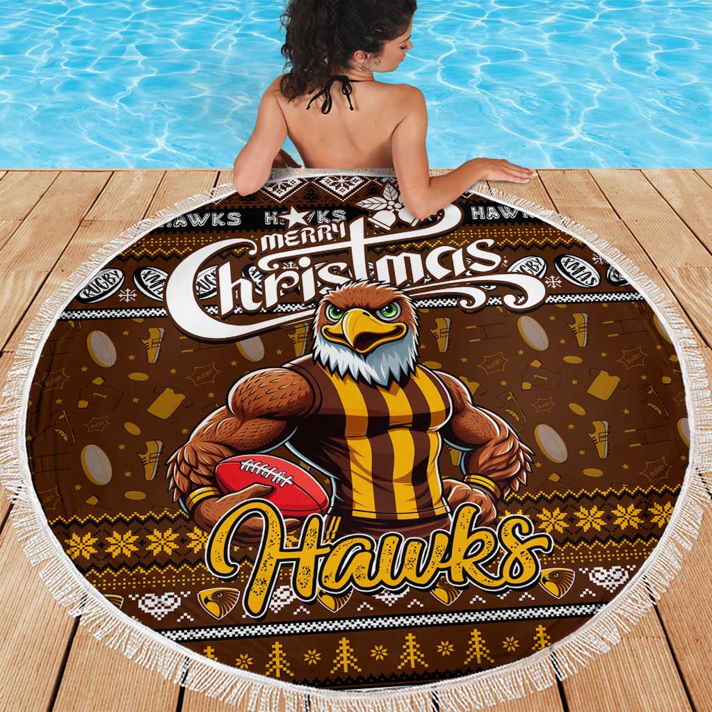 Hawks Football Xmas Beach Blanket Australia AFL Mascot