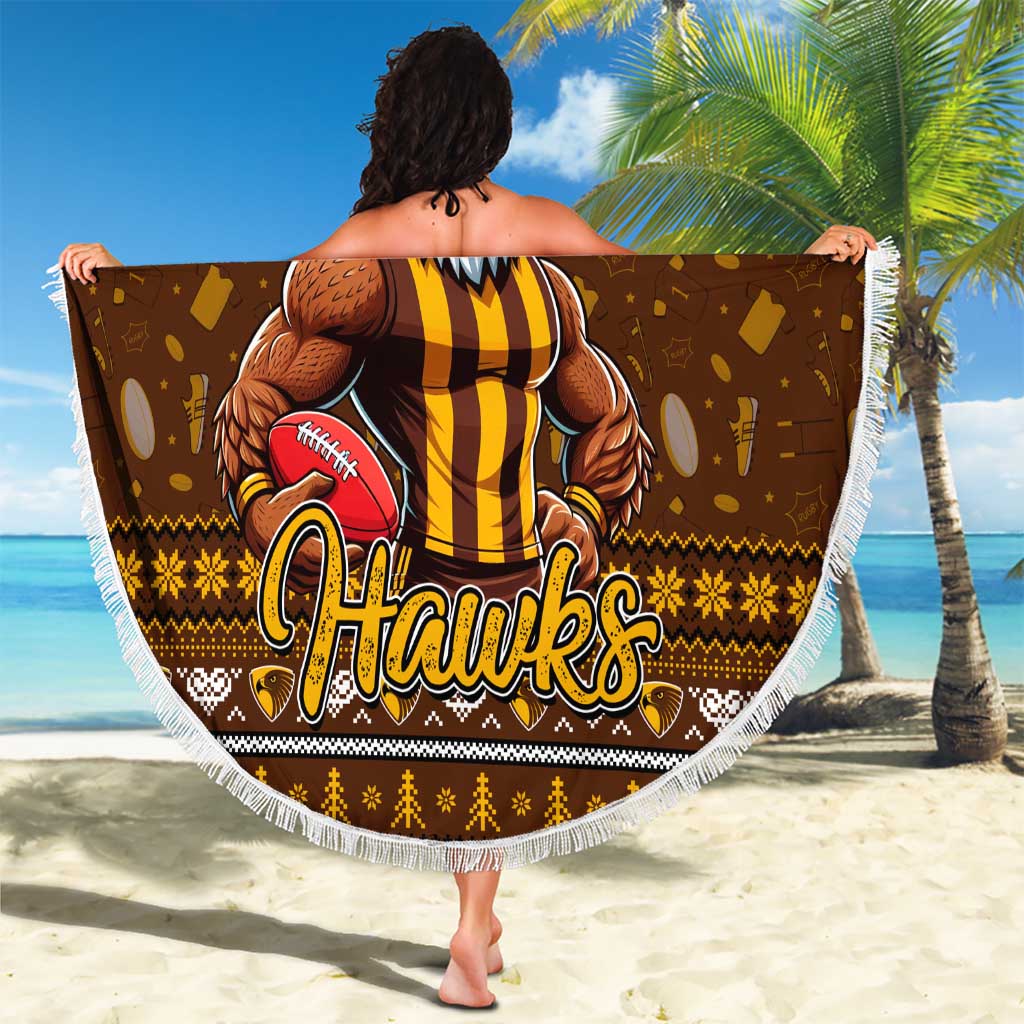 Hawks Football Xmas Beach Blanket Australia AFL Mascot