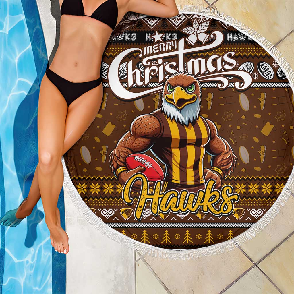 Hawks Football Xmas Beach Blanket Australia AFL Mascot