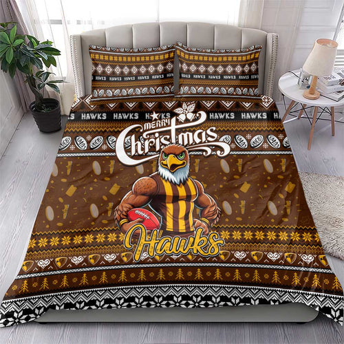 Hawks Football Xmas Bedding Set Australia AFL Mascot