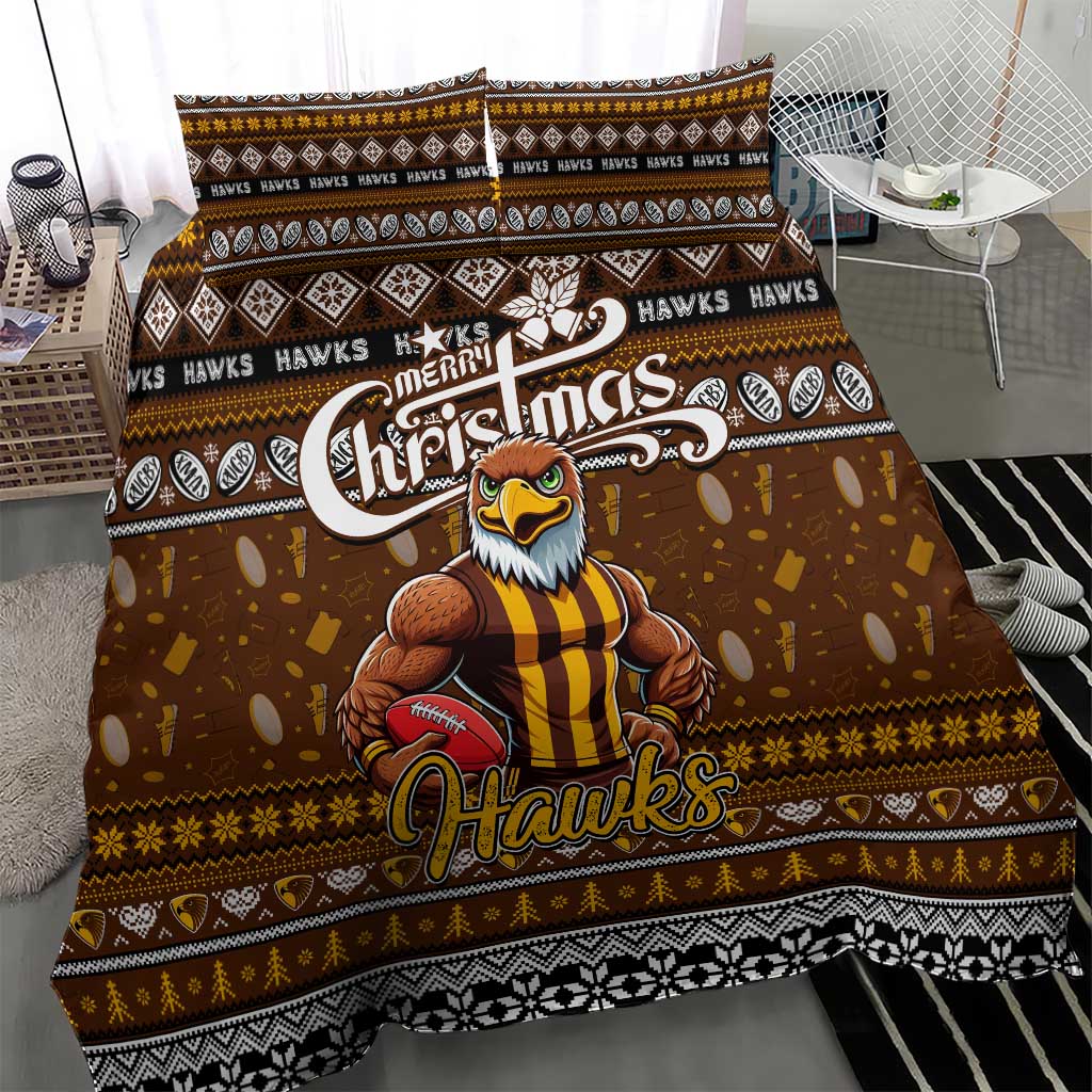 Hawks Football Xmas Bedding Set Australia AFL Mascot