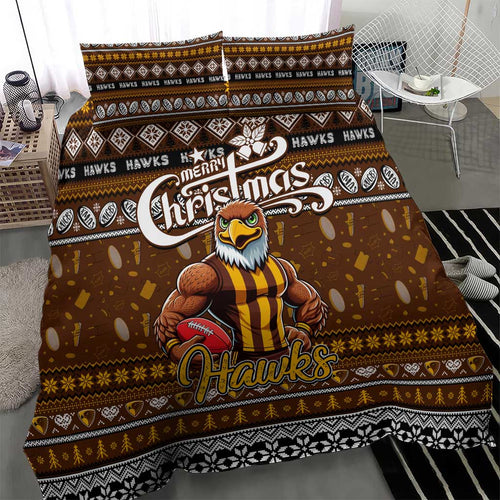 Hawks Football Xmas Bedding Set Australia AFL Mascot