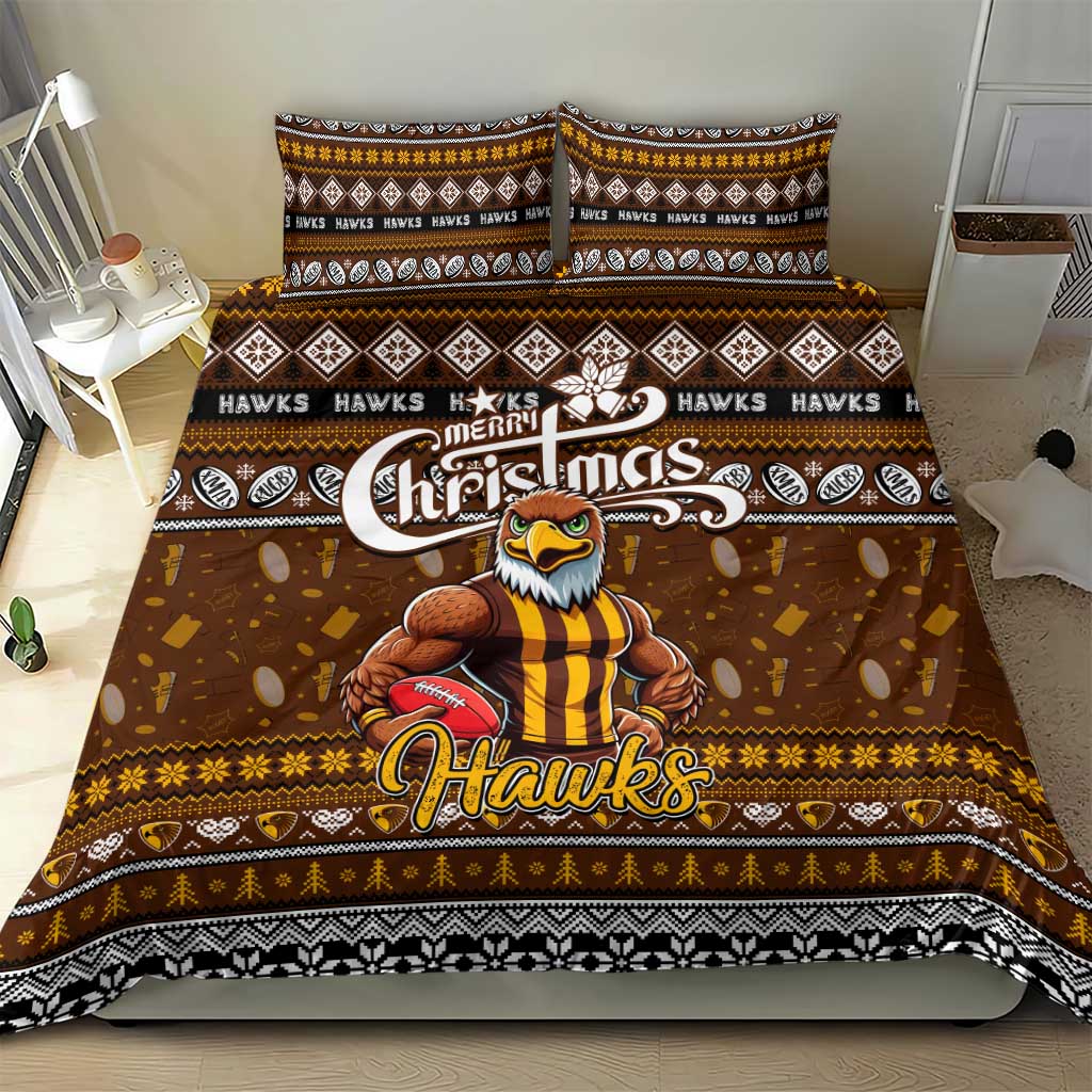Hawks Football Xmas Bedding Set Australia AFL Mascot