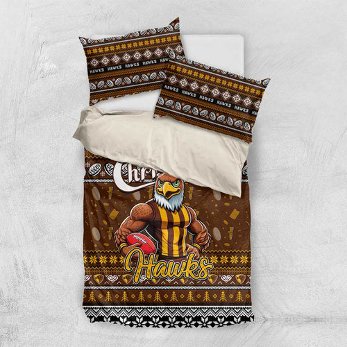 Hawks Football Xmas Bedding Set Australia AFL Mascot
