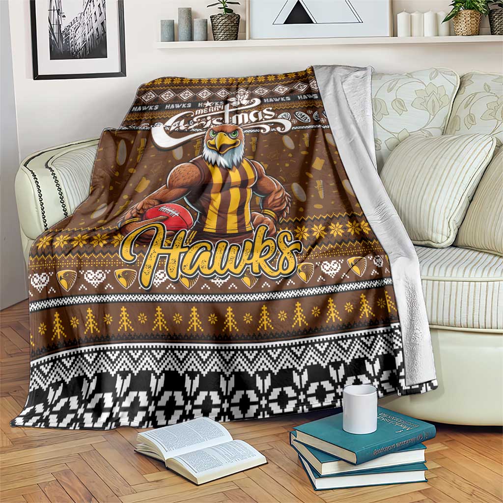Hawks Football Xmas Blanket Australia AFL Mascot