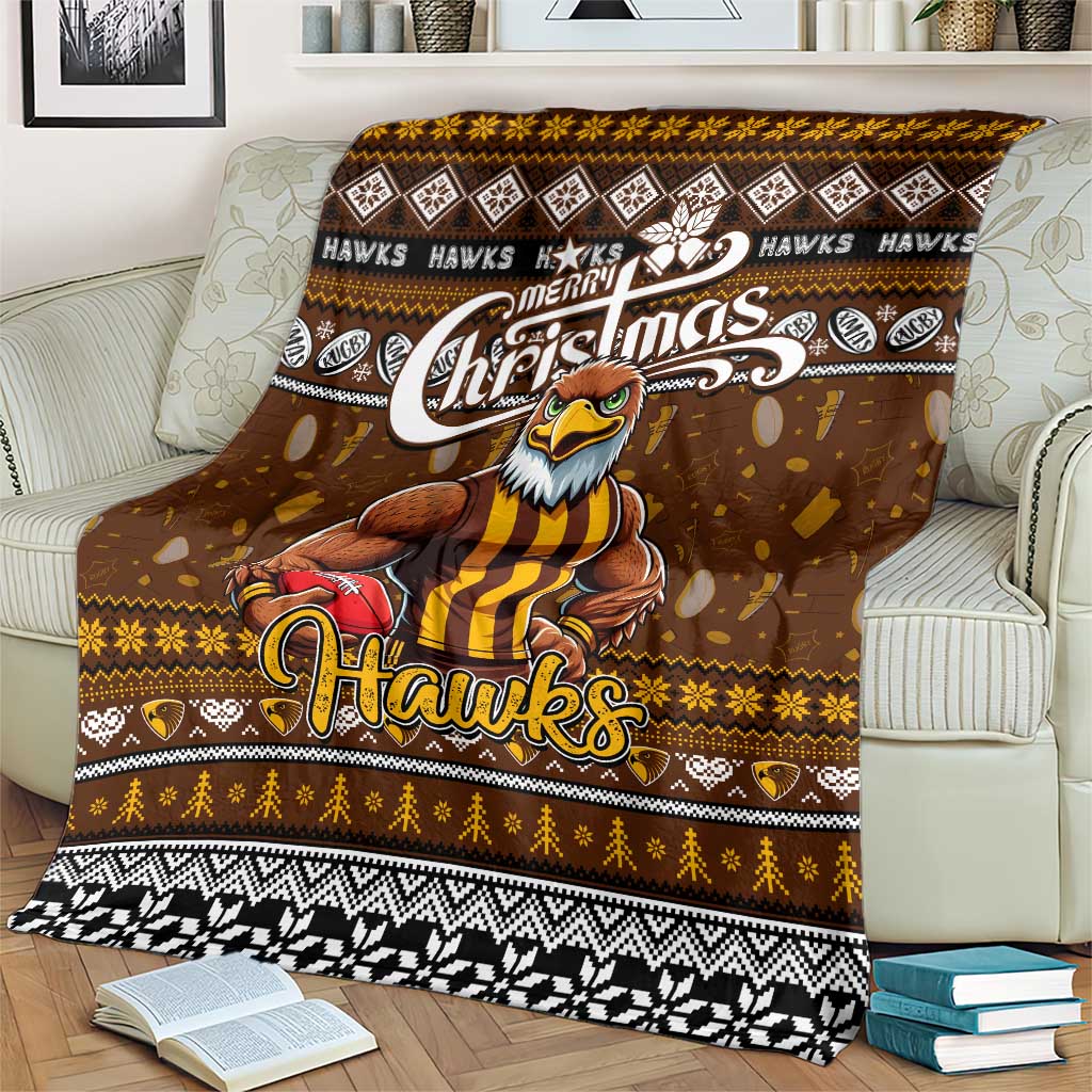 Hawks Football Xmas Blanket Australia AFL Mascot