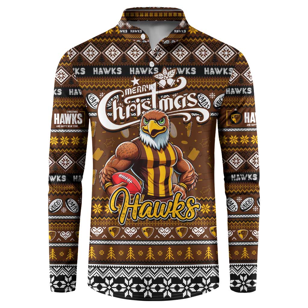 Personalized Hawks Rugby Xmas Button Sweatshirt Australia AFL Mascot