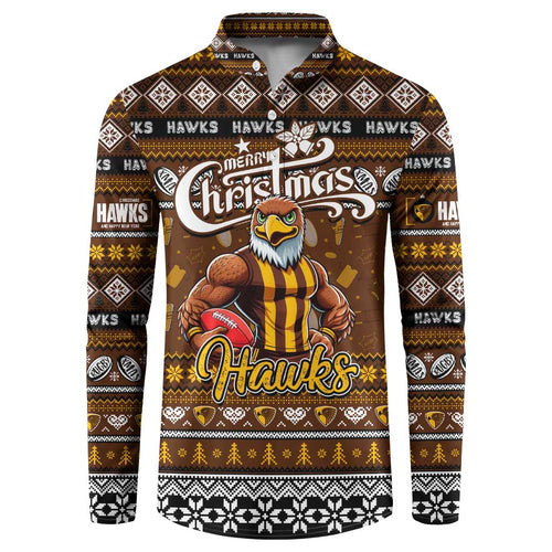 Personalized Hawks Rugby Xmas Button Sweatshirt Australia AFL Mascot