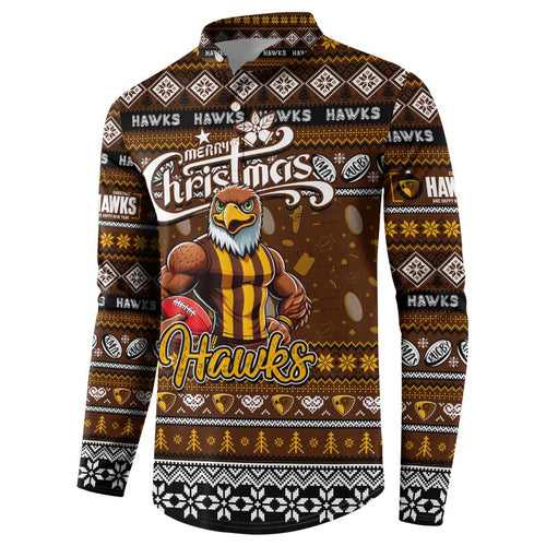 Personalized Hawks Rugby Xmas Button Sweatshirt Australia AFL Mascot
