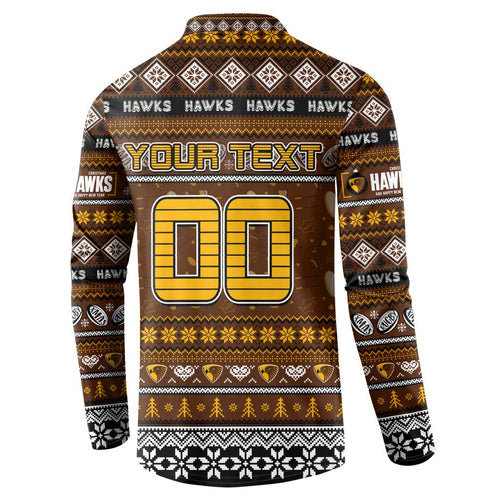 Personalized Hawks Rugby Xmas Button Sweatshirt Australia AFL Mascot