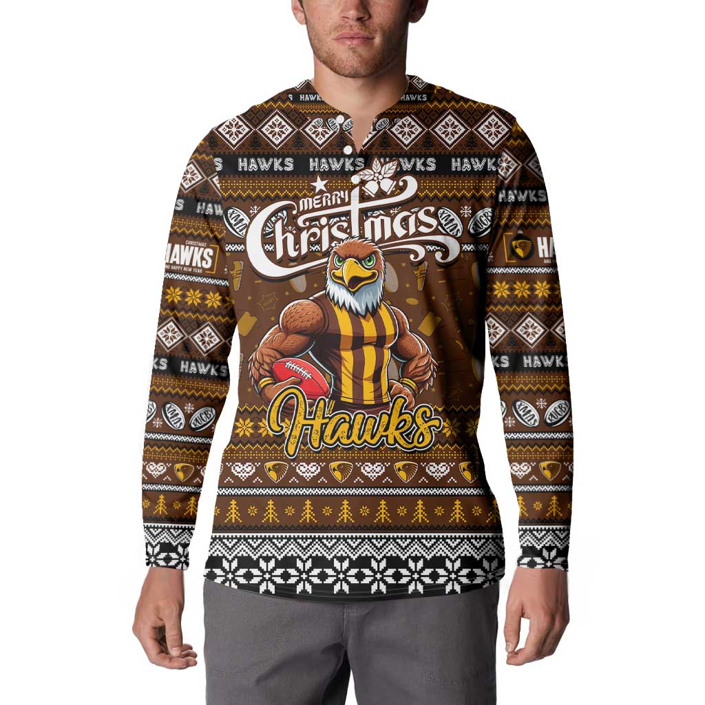 Personalized Hawks Rugby Xmas Button Sweatshirt Australia AFL Mascot