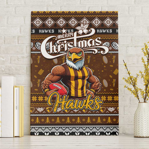 Hawks Football Xmas Canvas Wall Art Australia AFL Mascot