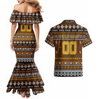 Personalized Hawks Rugby Xmas Couples Matching Mermaid Dress and Hawaiian Shirt Australia AFL Mascot
