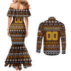 Personalized Hawks Rugby Xmas Couples Matching Mermaid Dress and Long Sleeve Button Shirt Australia AFL Mascot