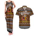 Personalized Hawks Rugby Xmas Couples Matching Tank Maxi Dress and Hawaiian Shirt Australia AFL Mascot