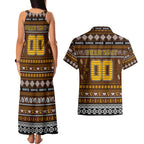 Personalized Hawks Rugby Xmas Couples Matching Tank Maxi Dress and Hawaiian Shirt Australia AFL Mascot