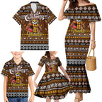 Personalized Hawks Rugby Xmas Family Matching Mermaid Dress and Hawaiian Shirt Australia AFL Mascot