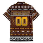 Personalized Hawks Rugby Xmas Family Matching Off The Shoulder Long Sleeve Dress and Hawaiian Shirt Australia AFL Mascot