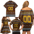 Personalized Hawks Rugby Xmas Family Matching Off Shoulder Short Dress and Hawaiian Shirt Australia AFL Mascot