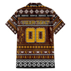 Personalized Hawks Rugby Xmas Family Matching Short Sleeve Bodycon Dress and Hawaiian Shirt Australia AFL Mascot