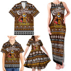 Personalized Hawks Rugby Xmas Family Matching Tank Maxi Dress and Hawaiian Shirt Australia AFL Mascot