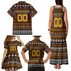 Personalized Hawks Rugby Xmas Family Matching Tank Maxi Dress and Hawaiian Shirt Australia AFL Mascot