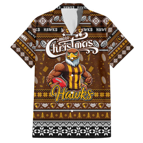 Personalized Hawks Rugby Xmas Hawaiian Shirt Australia AFL Mascot
