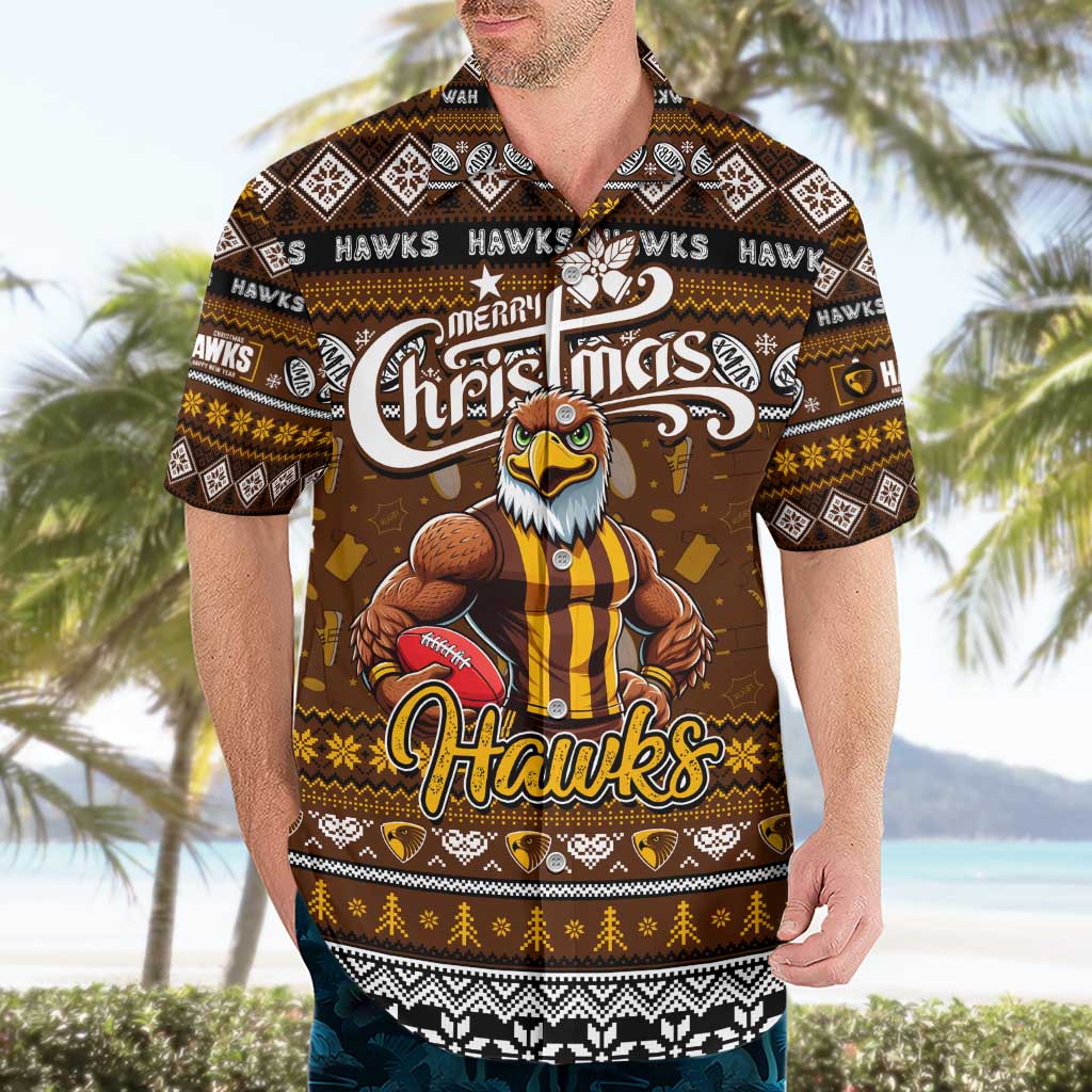 Personalized Hawks Rugby Xmas Hawaiian Shirt Australia AFL Mascot