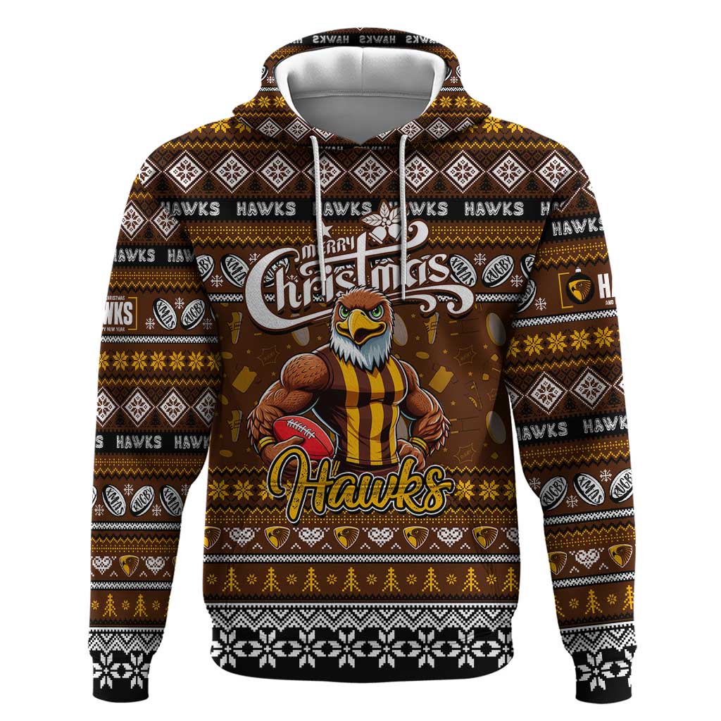 Personalized Hawks Rugby Xmas Hoodie Australia AFL Mascot