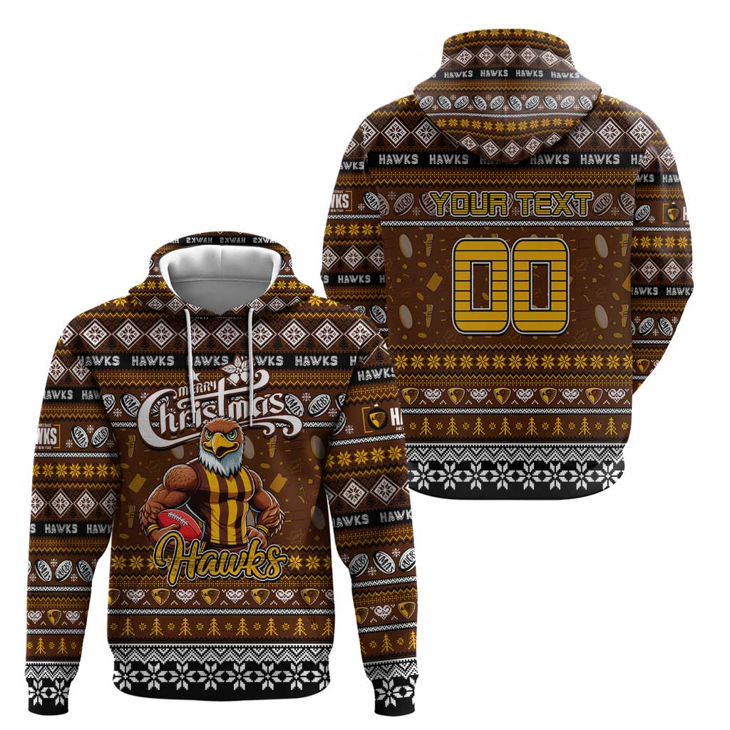 Personalized Hawks Rugby Xmas Hoodie Australia AFL Mascot