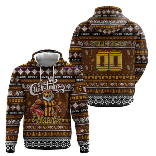 Personalized Hawks Rugby Xmas Hoodie Australia AFL Mascot