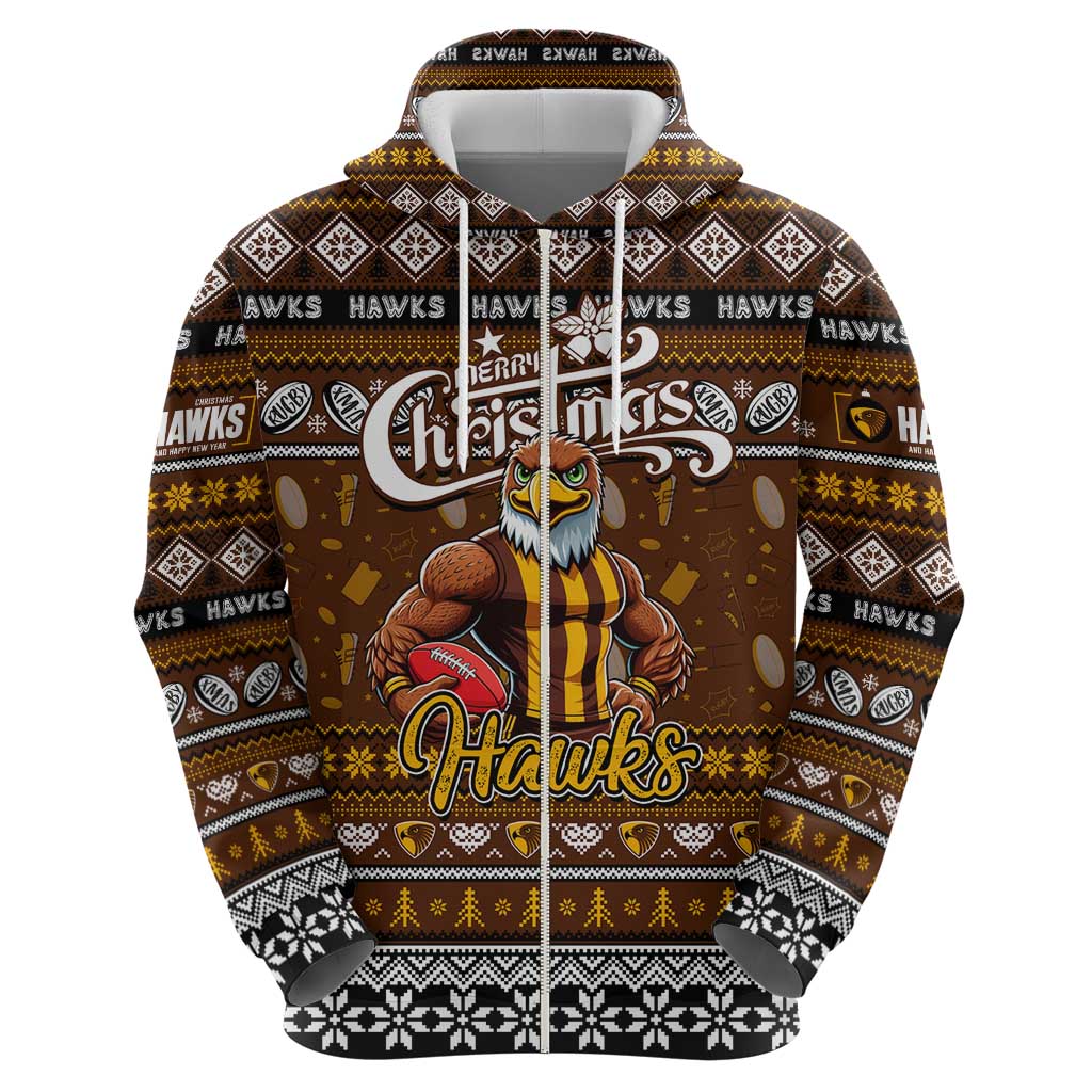 Personalized Hawks Rugby Xmas Hoodie Australia AFL Mascot