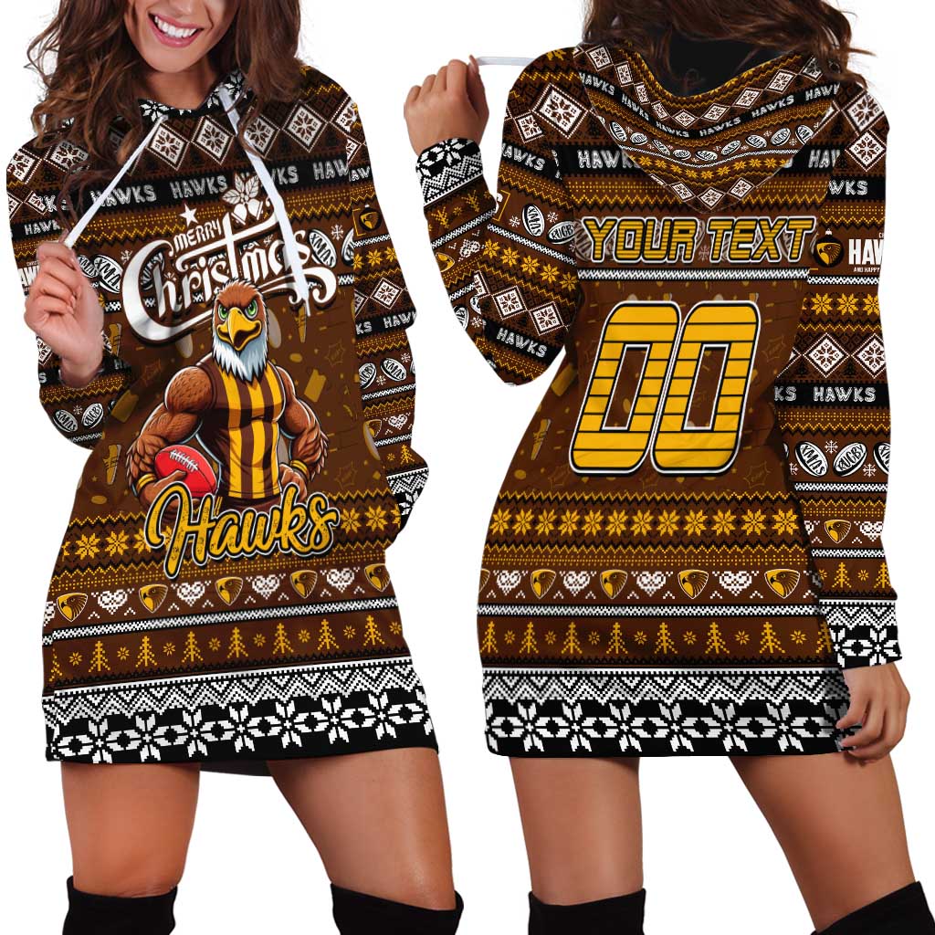 Personalized Hawks Rugby Xmas Hoodie Dress Australia AFL Mascot