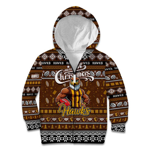Personalized Hawks Rugby Xmas Kid Hoodie Australia AFL Mascot