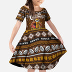 Personalized Hawks Rugby Xmas Kid Short Sleeve Dress Australia AFL Mascot
