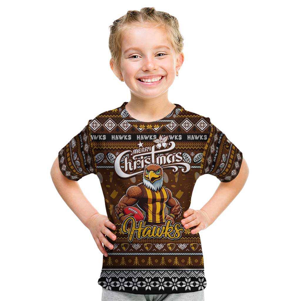 Personalized Hawks Rugby Xmas Kid T Shirt Australia AFL Mascot