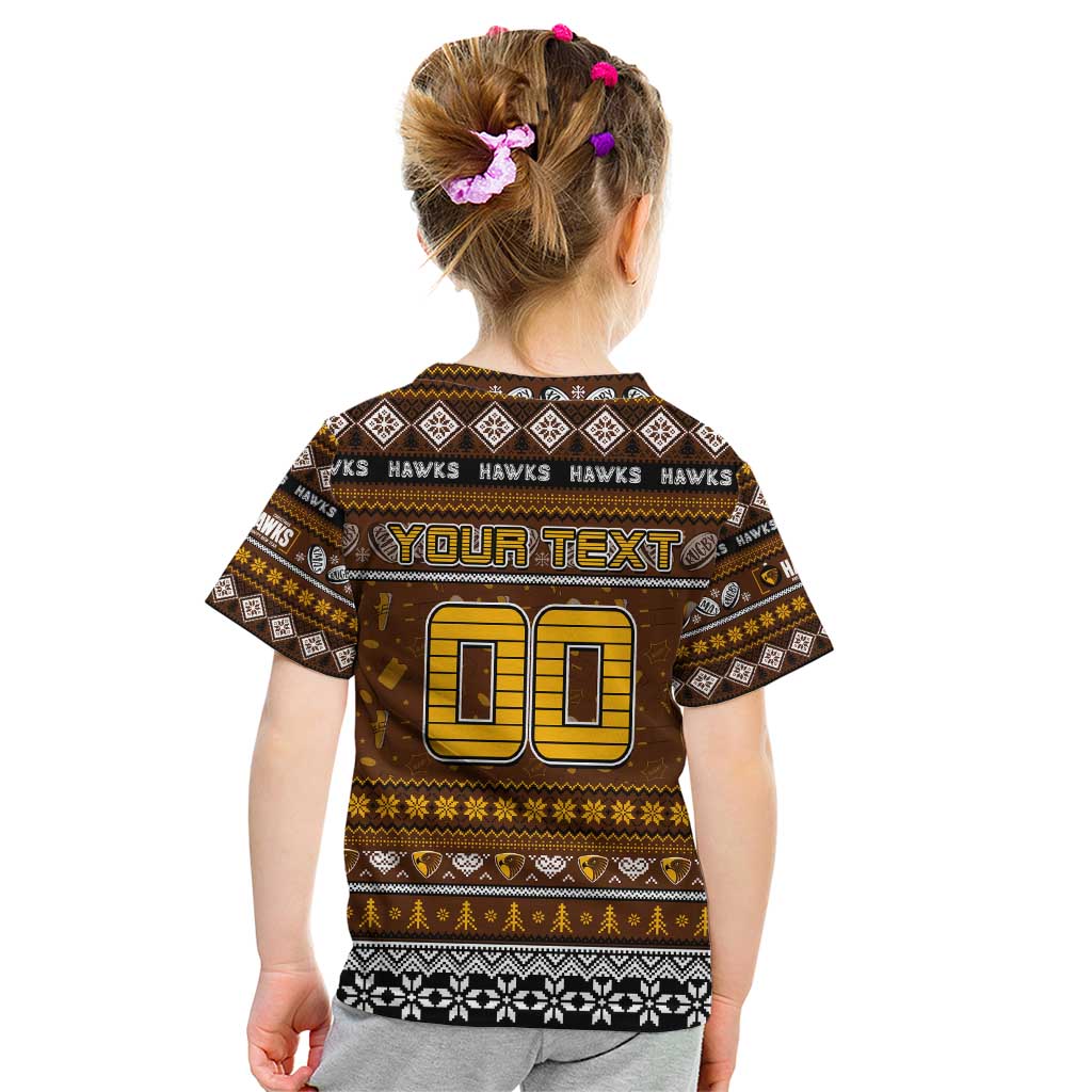 Personalized Hawks Rugby Xmas Kid T Shirt Australia AFL Mascot