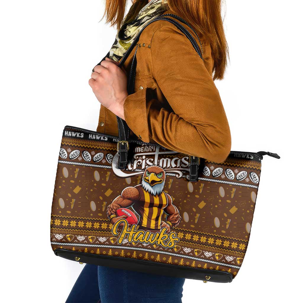 Hawks Football Xmas Leather Tote Bag Australia AFL Mascot