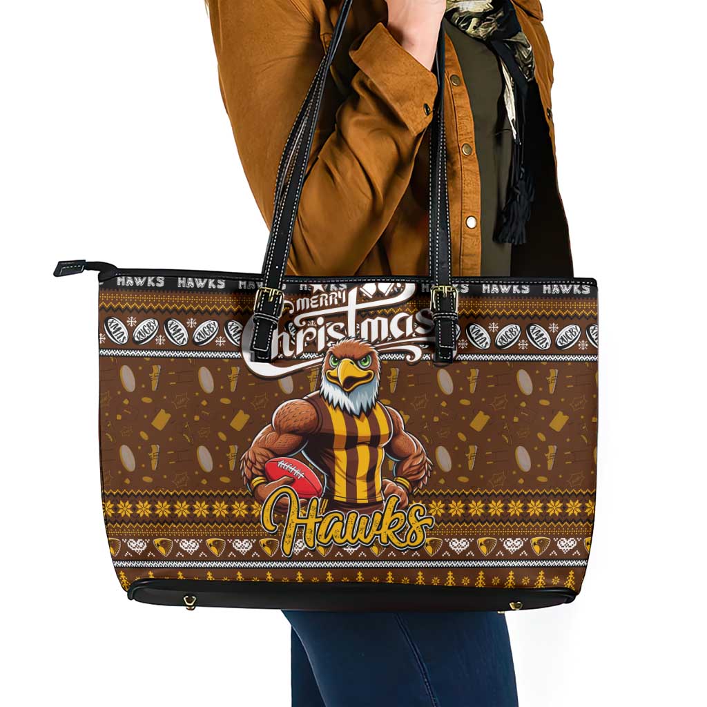 Hawks Football Xmas Leather Tote Bag Australia AFL Mascot
