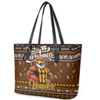 Hawks Football Xmas Leather Tote Bag Australia AFL Mascot