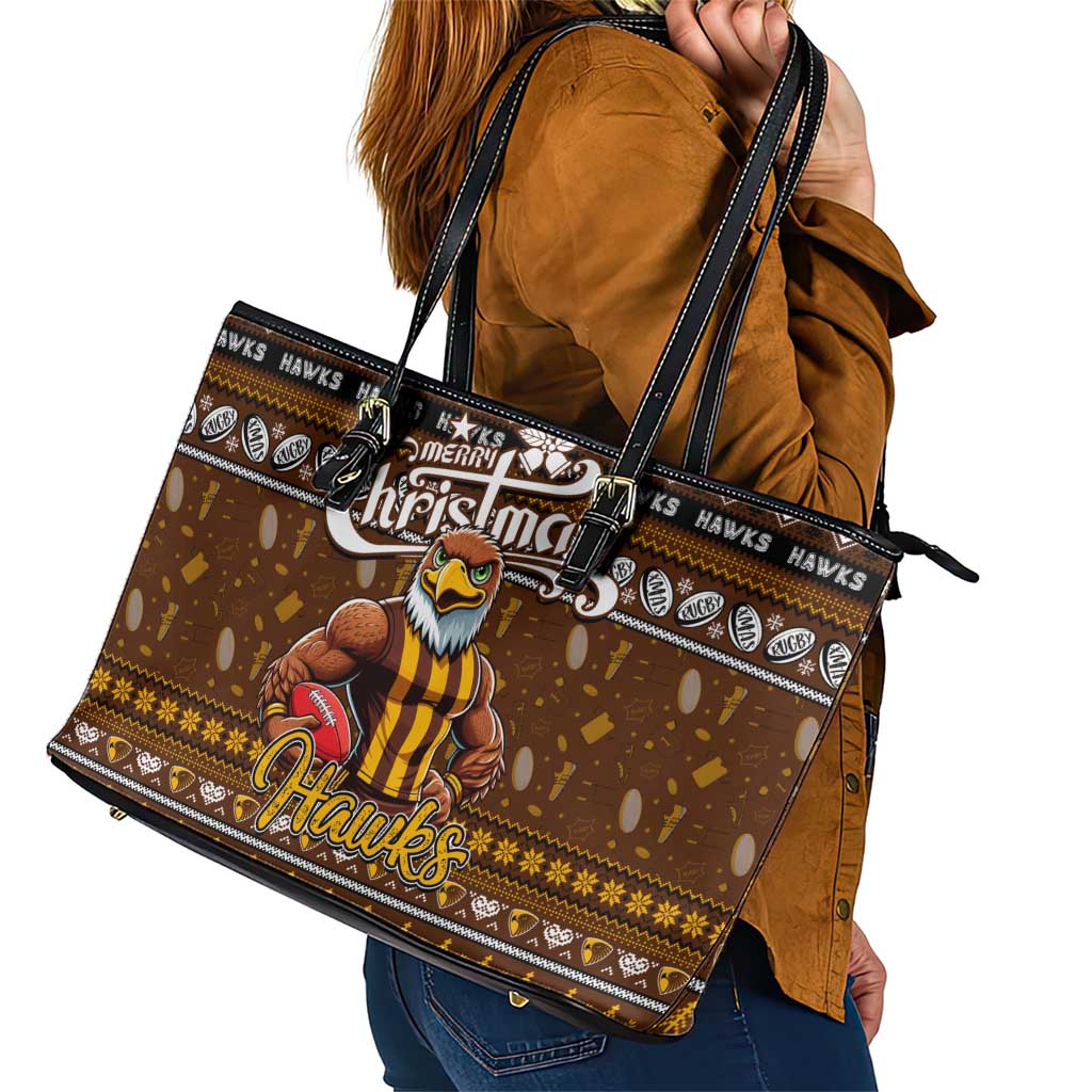 Hawks Football Xmas Leather Tote Bag Australia AFL Mascot