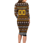 Personalized Hawks Rugby Xmas Long Sleeve Bodycon Dress Australia AFL Mascot