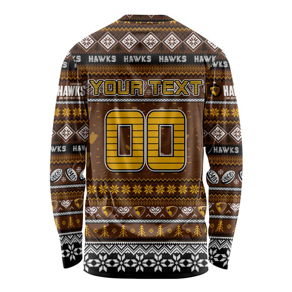 Personalized Hawks Rugby Xmas Long Sleeve Shirt Australia AFL Mascot