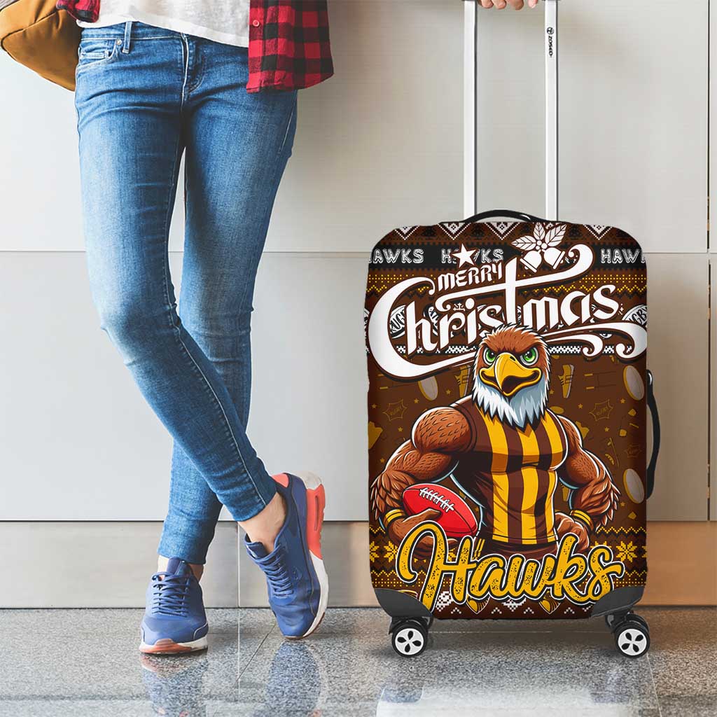 Hawks Football Xmas Luggage Cover Australia AFL Mascot