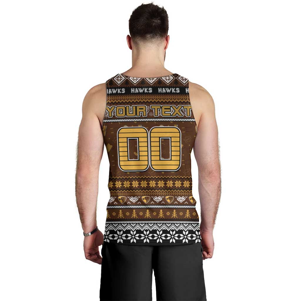 Personalized Hawks Rugby Xmas Men Tank Top Australia AFL Mascot